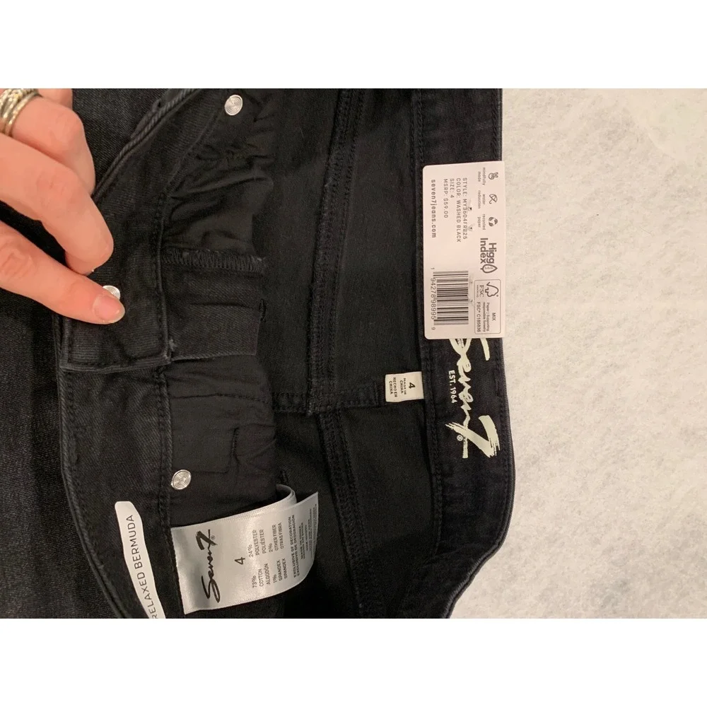 Seven7 Relaxed Bermuda Shorts 4 Black Denim Grunge Fray Hem Womens